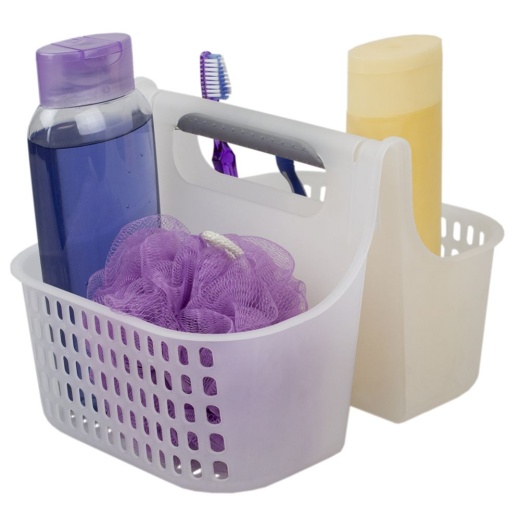 12 Pieces Home Basics Two Compartment Plastic Shower Tote With Non-Slip Handle
