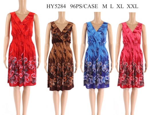 48 Pieces Womens Fashion Printed Sun Dress - Womens Sundresses & Fashion