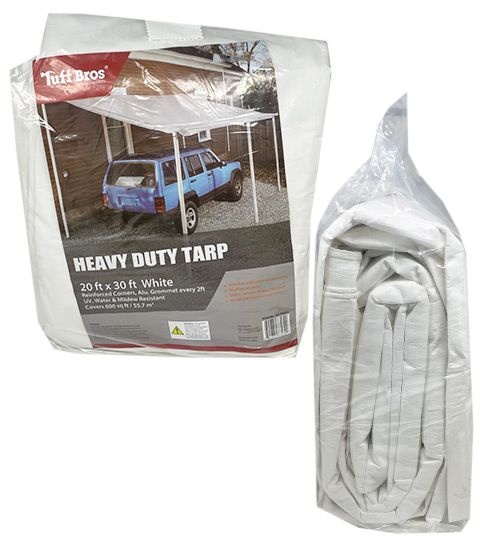 2 Pieces White Heavy Duty Pe Tarp 20X30 - Tarps