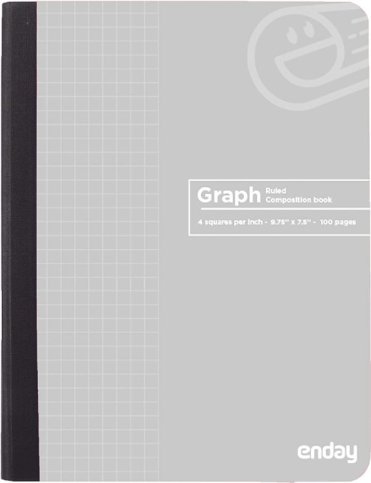 48 Pieces Composition Book Quad-Ruled 4-1" 100 Ct. Grey