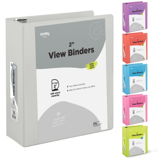 12 Pieces 2" Slant-D Ring View Binder With 2 Pockets, Gray - Binders