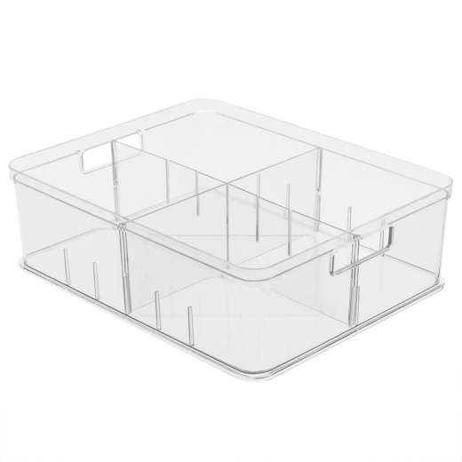 6 Pieces Home Basics Plastic Storage Bin With Divider - Storage & Organization