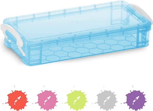 80 Pieces Stackable Plastic Pencil Case, Blue - Pencil Boxes & Pouches