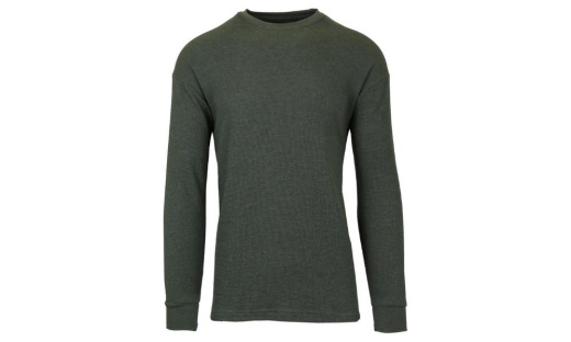 36 Pieces Men's Waffle Knit Thermal Shirt in Heather Olive, Size XL - Mens Thermals
