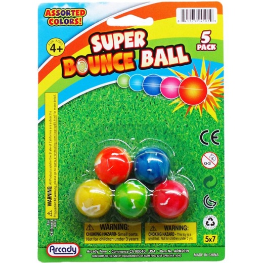 72 Pieces 5Pc 1" High Bouncing Balls On Blister Card - Balls