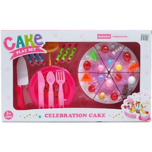 12 Pieces 18Pc Pretend Cake Play Set In Window Box - Toy Sets