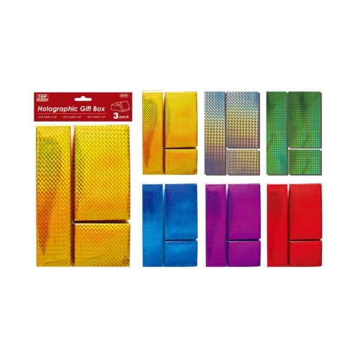 48 Pieces 3Ct Holo Gift Box - Gift Bags Christmas