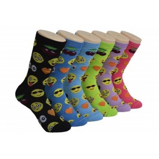 360 Pairs Women's Emoji Printed Crew Socks - Womens Crew Sock