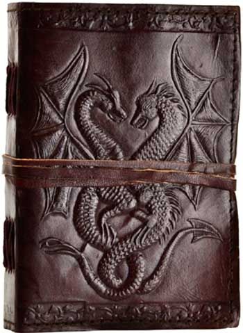 Double Dragon Leather Blank Book W/ Cord
