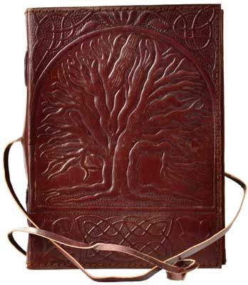 Sacred Oak Tree Leather Blank Book W/ Cord