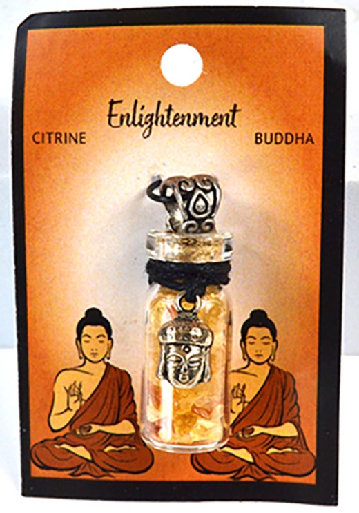 Citrine Chips In Bottle With Buddha Necklace