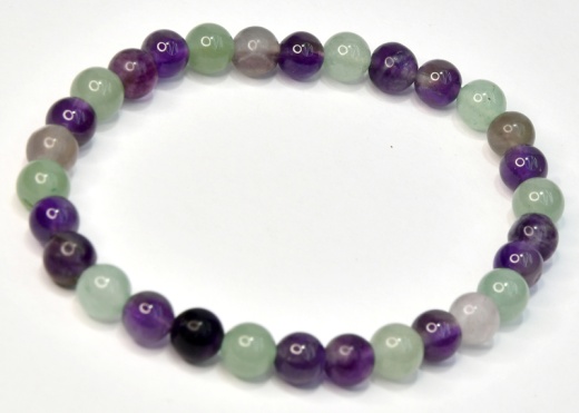 6Mm Fluorite, Amethyst & Green Aventurine Bracelet