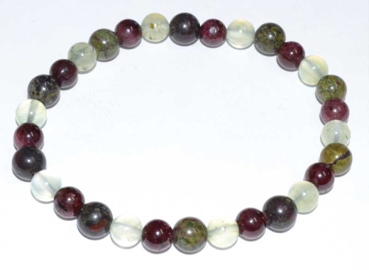 6Mm Jasper, Dragon Blood, Garnet & Prehnite Bracelet for Healing and Protection