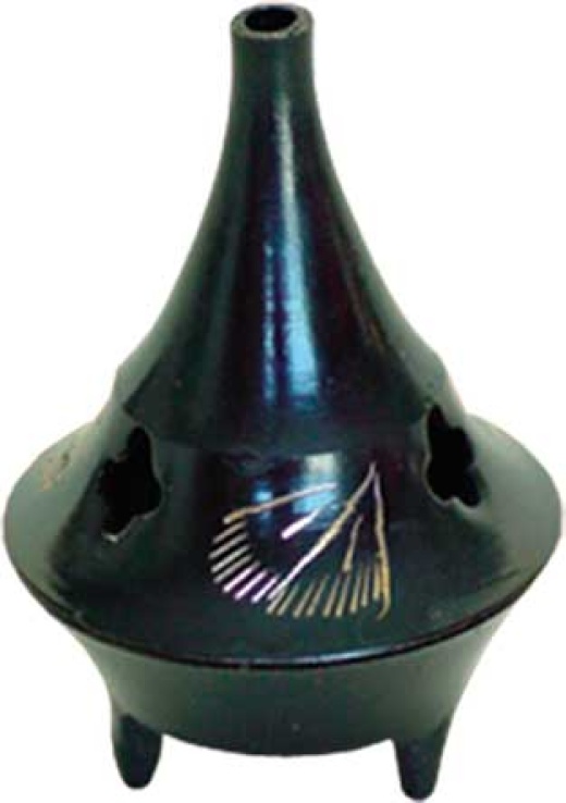 2 1/4" Black Cone Burner Brass - Elegant Incense Holder