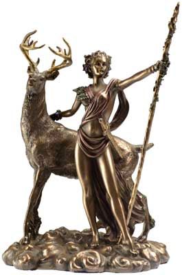 Moon Diana 10 1/4" Bronze Statue