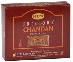 Precious Chandan Hem 10 Cones - High-Quality Sandalwood Incense for Meditation and Relaxation