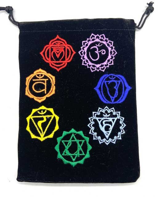 Set of 10 Chakra Black Velveteen Bags 5"x7"