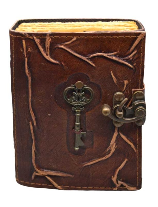 Key Aged Looking Paper Leather Journal with Latch