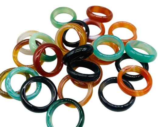 Set of 25 Agate, Banded Rings