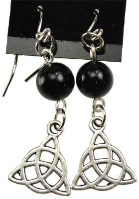 Black Onyx Triquetra Earrings - Focus Your Energy with Meditation Jewelry