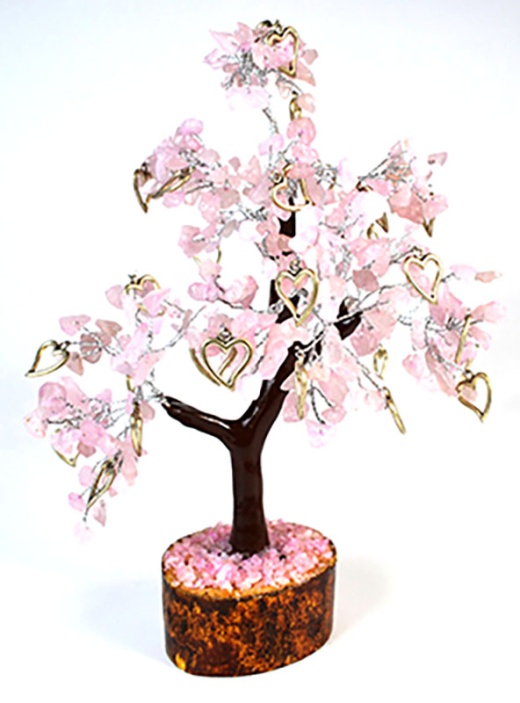 Rose Quartz W Hearts Gemstone Tree (300 Beads)