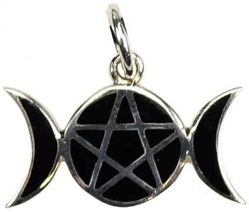 Pentagram Moons Sterling Silver Pendant