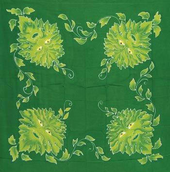 Green Man Altar Cloth or Scarf 36" x 36"