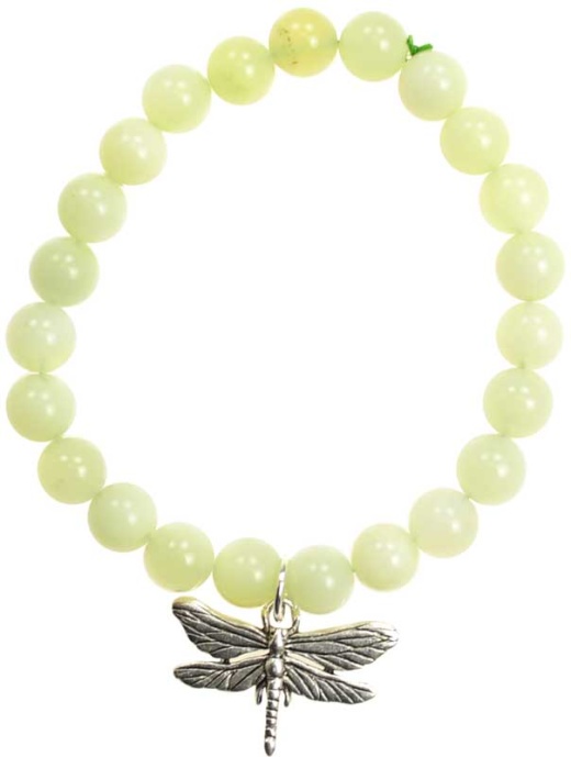 New Jade Serenity Dragonfly Silver Power Bracelet
