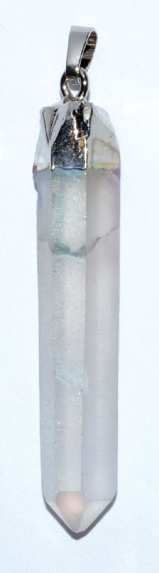 Set Of 3 - 2" White Quartz Pendant with Aura Quartz Point