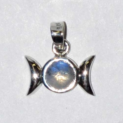 9/16" Triple Goddess Moonstone Sterling Pendant