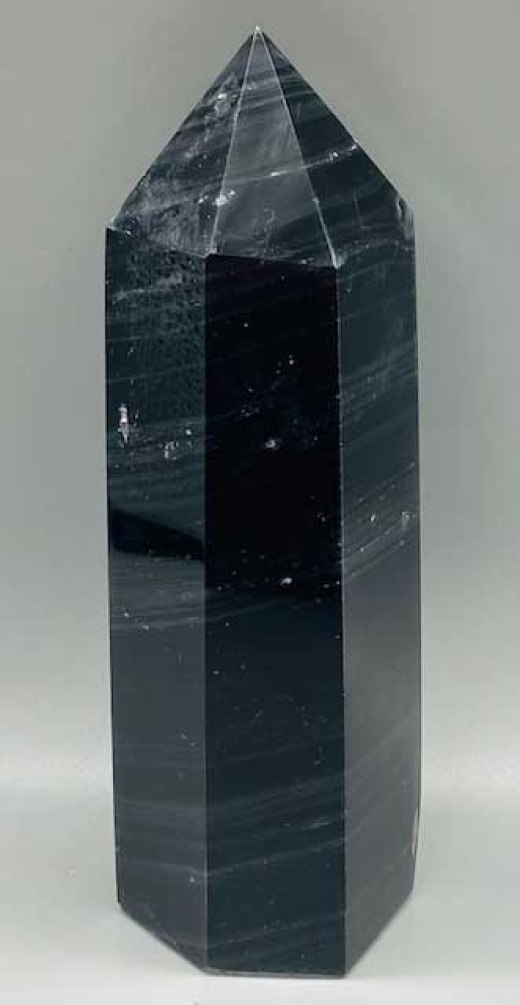 2.1-2.5# Obsidian, Black W Silver Stripes Obelisk