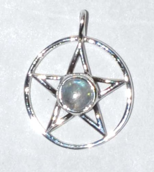 11/16" Pentagram Moonstone Sterling Silver Pendant