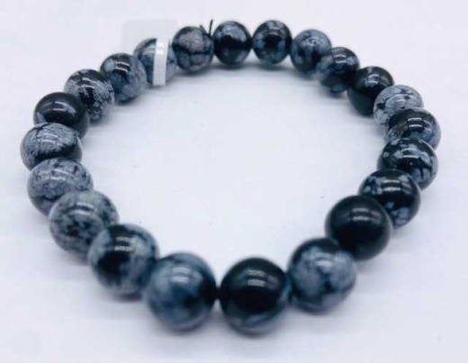 8Mm Obsidian Snowflake Bracelet