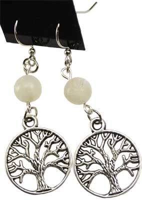 Moonstone Tree Of Life Earrings - Hypoallergenic and Made in USA