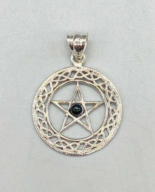 30Mm Black Obsidian Pentagram Pendant