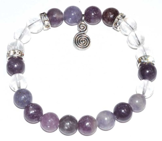 8Mm Lepidolite With Double Spiral Bracelet