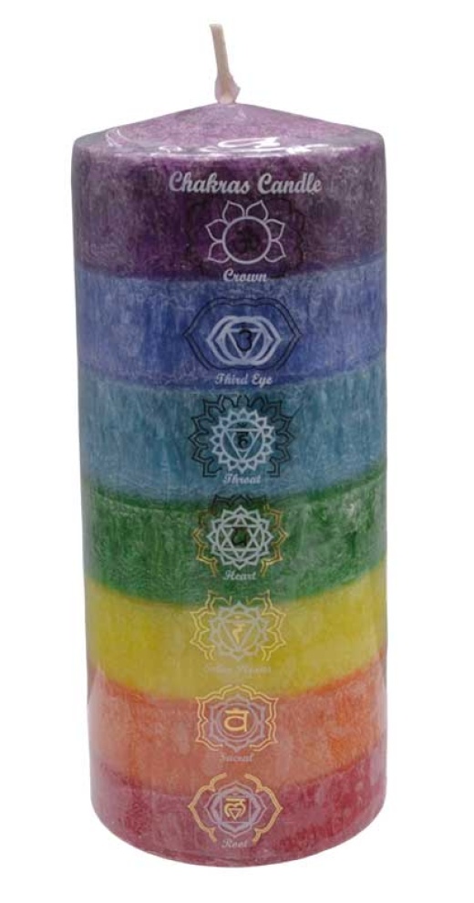 3" x 6" 7 Chakra Pillar Candle