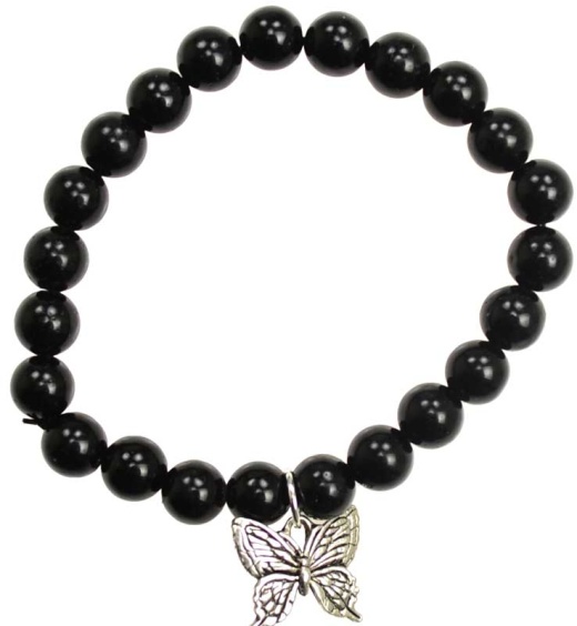 Black Obsidian Hope Butterfly Silver Power Bracelet