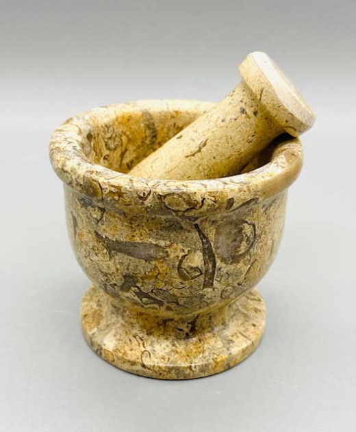 2 1/2" Fossil Coral Mortar And Pestle Set - Unique Kitchen Essential