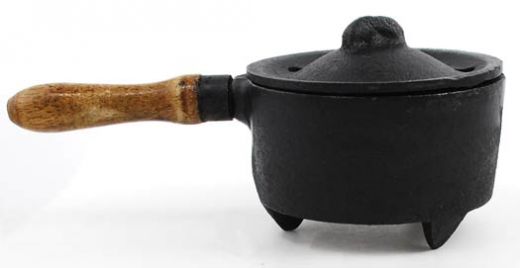 Cast Iron Burner with Wooden Handle - Perfect for Incense Lovers