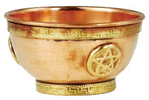 3" Pentagram Offering Bowl - Copper Altar Bowl with Brass Accent