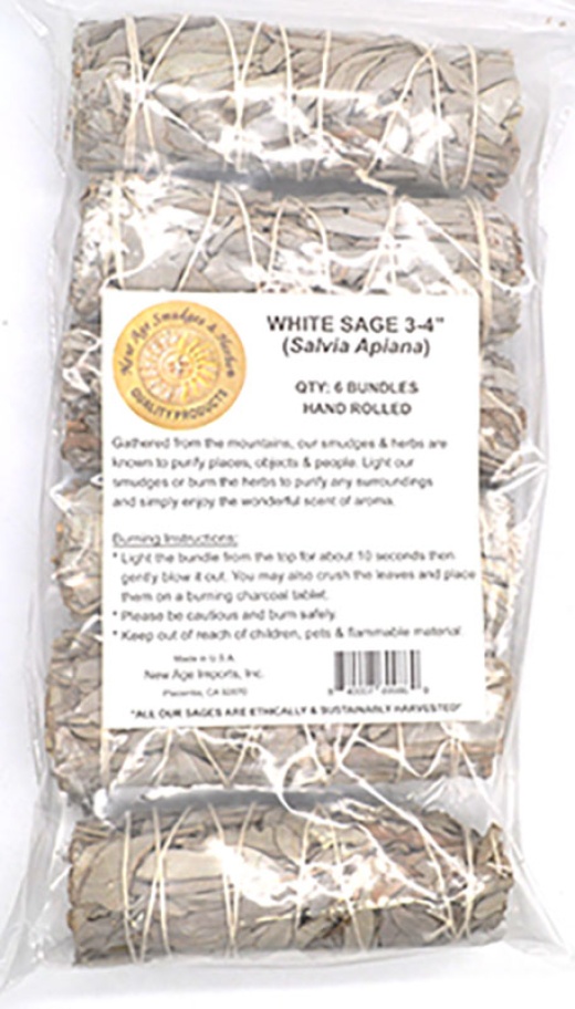 White Sage Smudge Sticks - Set of 6, 3+ inch