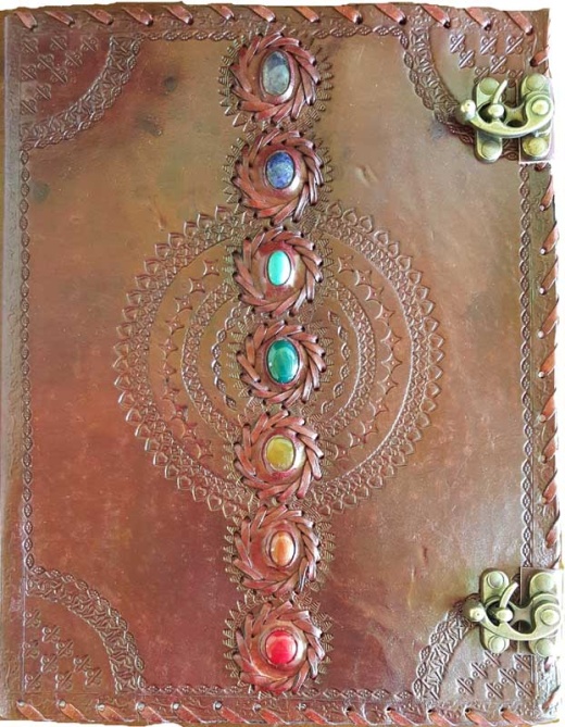 10" x 13" Chakra Leather Blank Book with Latch