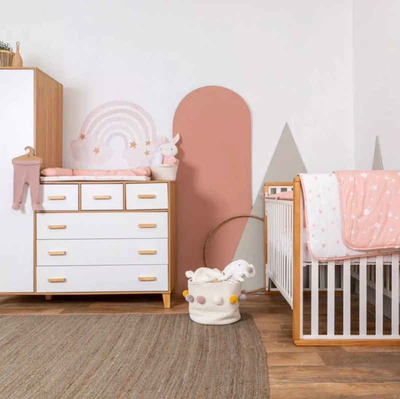 Boho Crib Bedding Pink Rabbit Cotton 3 Piece Set