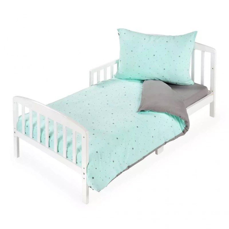 Green Stars 3-Piece Toddler Cotton Fitted Crib And Toddler Bedding Set