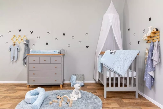 Mickey Mouse Crib Bedding Blue Starry Night Cotton 3 Piece Set
