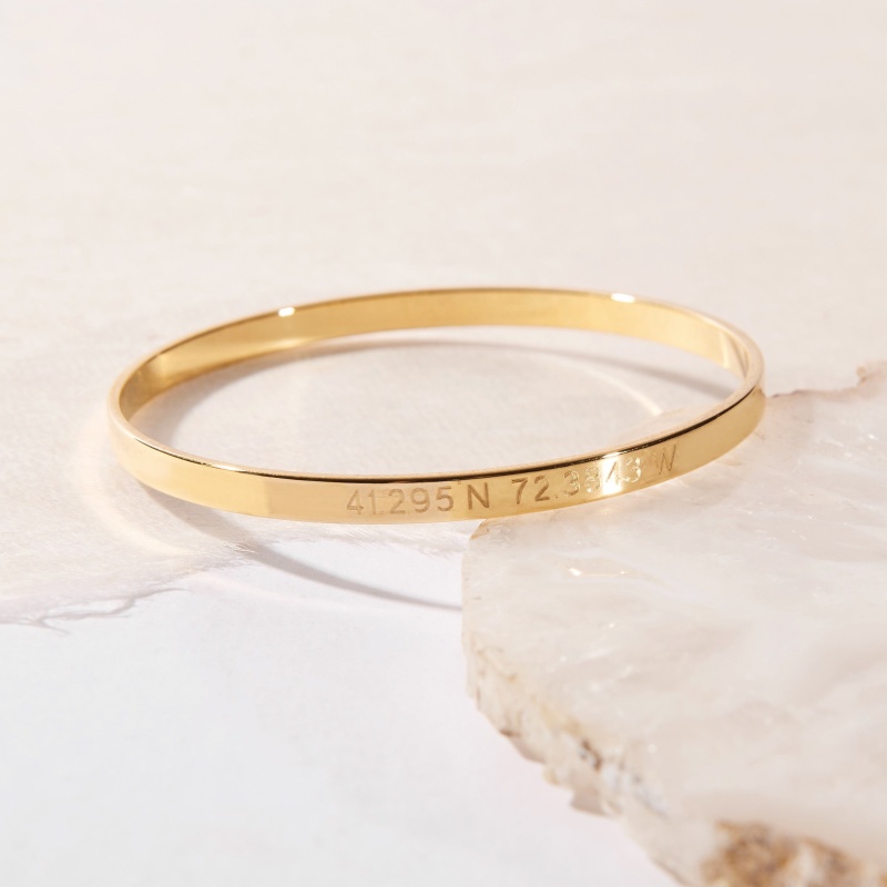 Coordinate Thin Bangle Bracelet - Gold