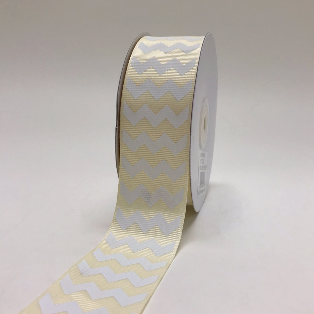 Light Gold - Chevron Design Grosgrain Ribbon ( 3/8 Inch