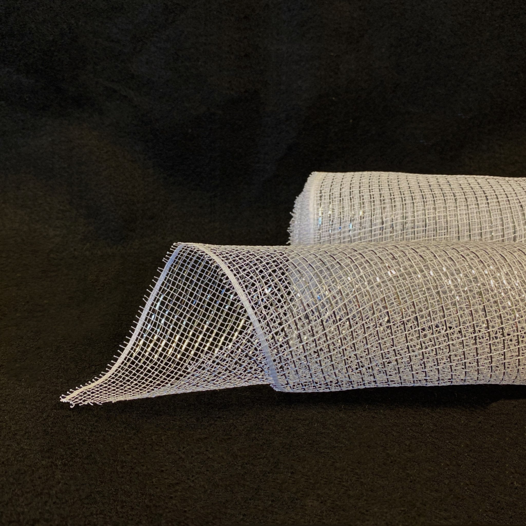 BBCrafts White Iridescent - Deco Mesh Wrap Metallic Stripes - ( 10 inch x 10 Yards )