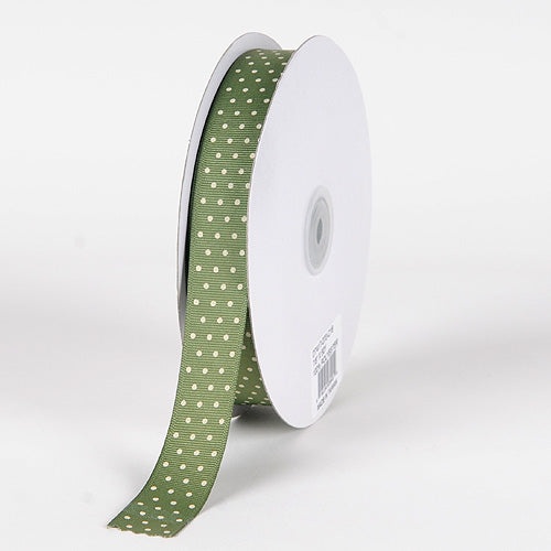 Grosgrain Ribbon Swiss Dot Willow With Ivory Dots ( 5/8 Inch | 50 Yards )